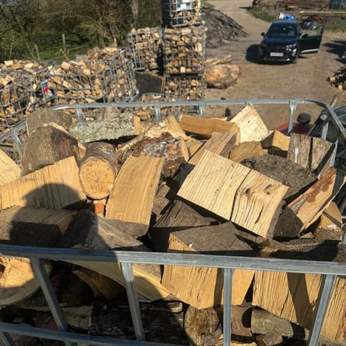 logs in cages