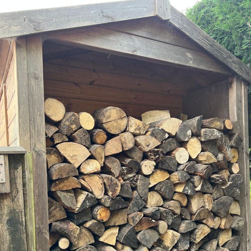logs stacked in log store