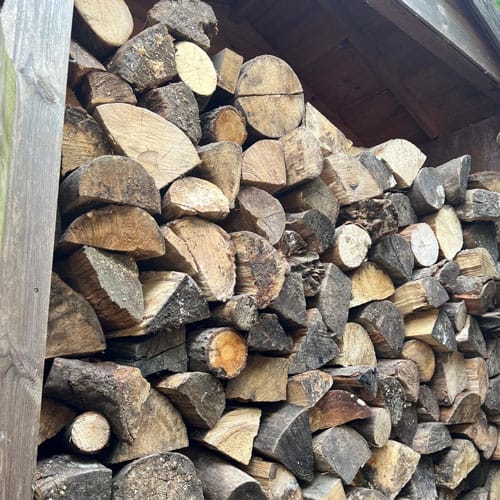 logs stacked in log store